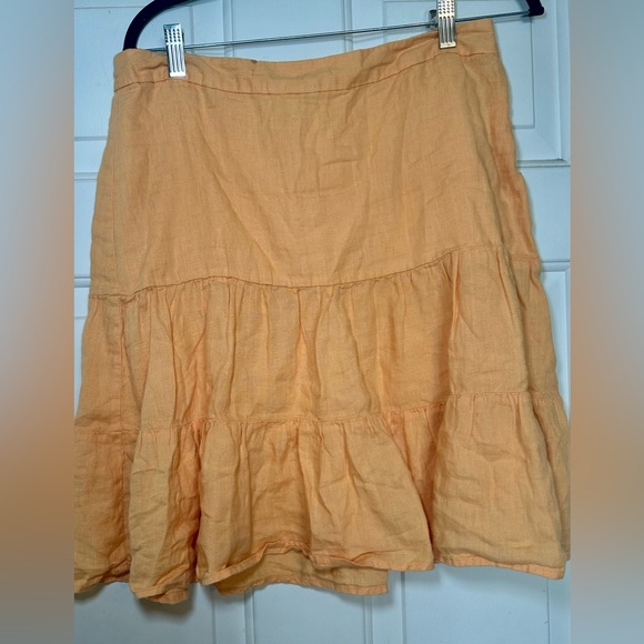 Women’s Gap Peasant Skirt Orange Linen Tiered Side Zip Size 8 Lined. - Picture 1 of 5